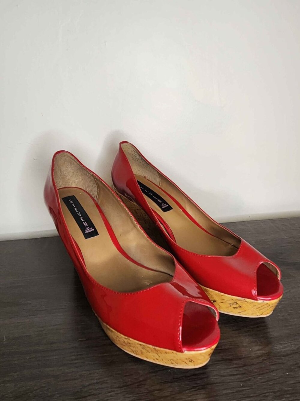 Size 9.5  Peep-toe Steve Madden Wedges